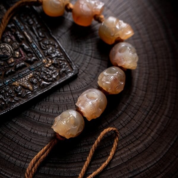 blessed tibetan bone skull bracelet handmade with yak bone and goat horn beads